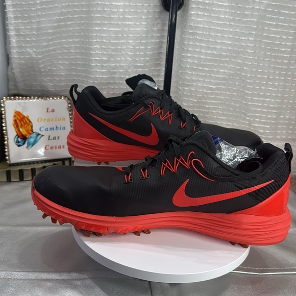 (H3) Nike Lunar Command 2 Men's Golf Shoes, Black/Red, Size 9.5 - Picture 2 of 9